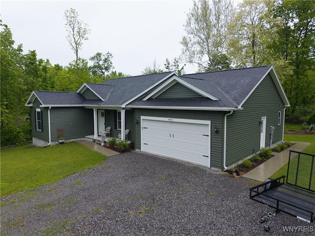 8484 Laura Ln, Richmond, NY 14471 - single story home featuring an attached garage, driveway, a shingled roof, and a front yard