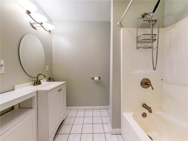 3638 Gorton Rd, Corning, NY 14830 - full bath featuring  shower combination, vanity, tile patterned flooring, and baseboards