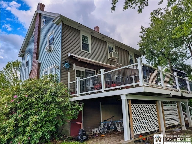 16 Ellis Ave, Jamestown, NY 14701 - rear view of house with a chimney, a deck, and cooling unit