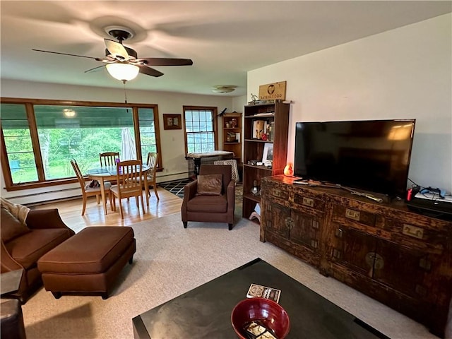 32 Bon Air Ave, Bradford-City, PA 16701 - carpeted living room with a ceiling fan and baseboard heating