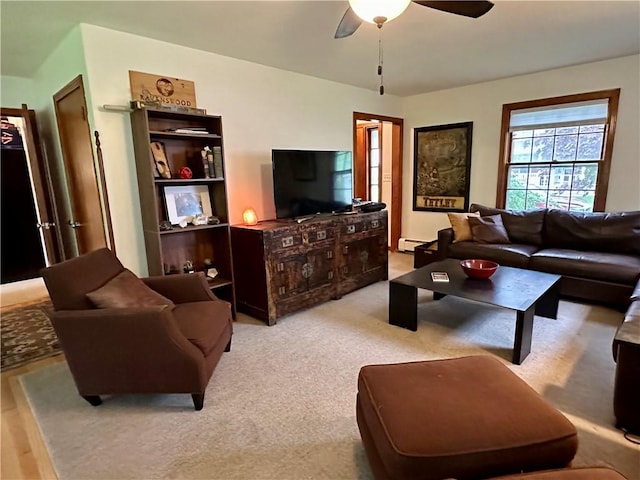 32 Bon Air Ave, Bradford-City, PA 16701 - living room with a baseboard radiator and ceiling fan
