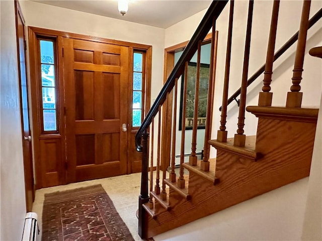 32 Bon Air Ave, Bradford-City, PA 16701 - foyer with baseboard heating and stairs