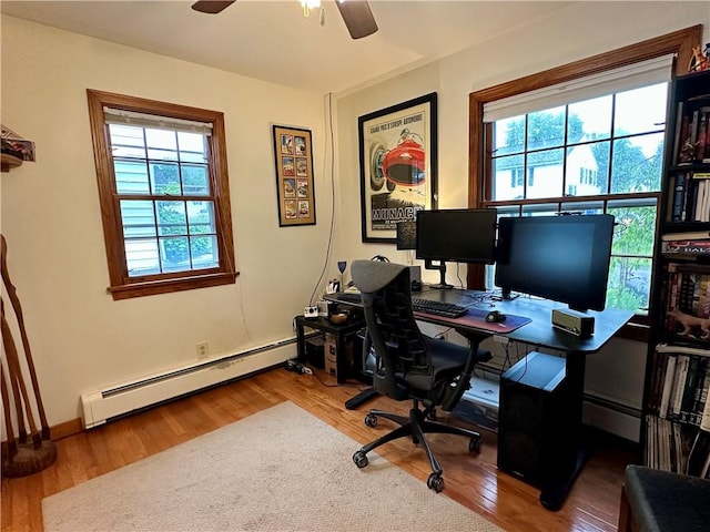 32 Bon Air Ave, Bradford-City, PA 16701 - office area with a baseboard radiator, plenty of natural light, and ceiling fan