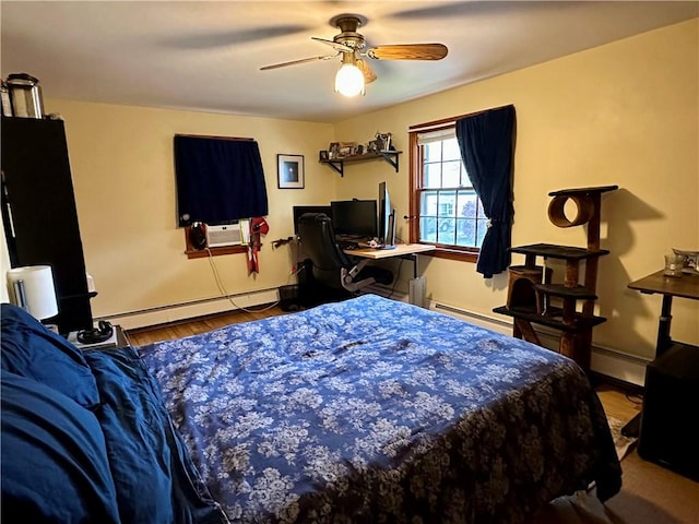 32 Bon Air Ave, Bradford-City, PA 16701 - bedroom with a baseboard radiator, wood finished floors, and an office area