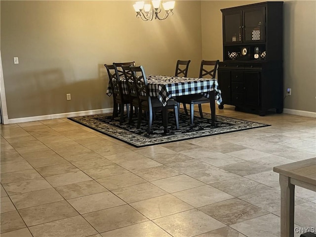 7290 State Route 80, Fabius, NY 13063 - dining room with baseboards, a chandelier, and light tile patterned floors