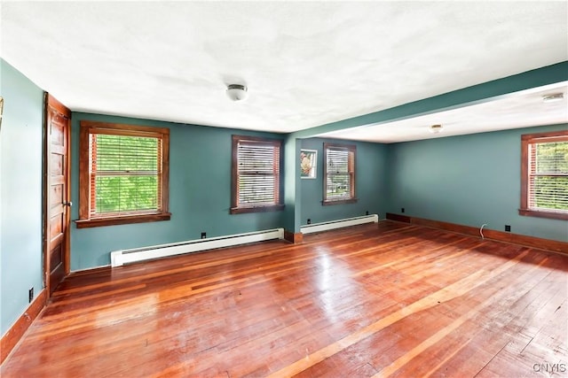 5549 State Route 104th Trl, Scriba, NY 13126 - spare room featuring baseboard heating, a baseboard heating unit, hardwood / wood-style floors, and baseboards