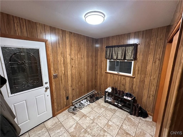5030 Lincklaen Rd, Cuyler, NY 13158 - entryway featuring wood walls and light tile patterned floors