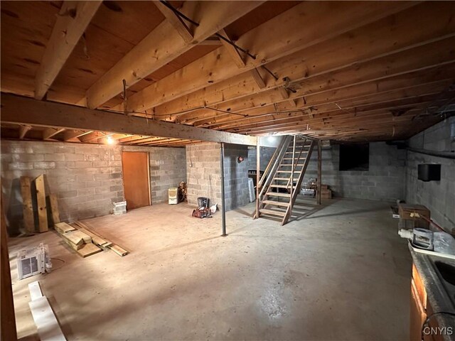 5030 Lincklaen Rd, Cuyler, NY 13158 - unfinished below grade area featuring stairway