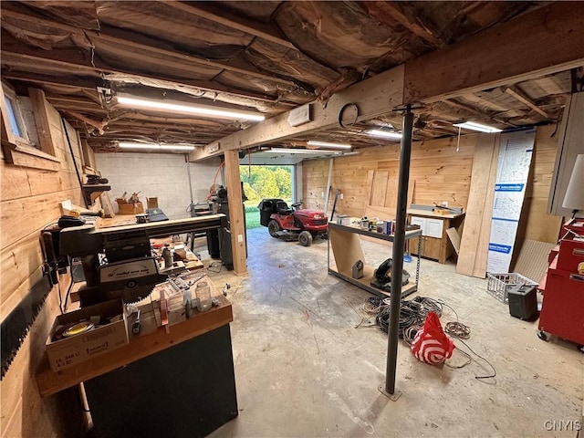 5030 Lincklaen Rd, Cuyler, NY 13158 - below grade area with a workshop area and wood walls