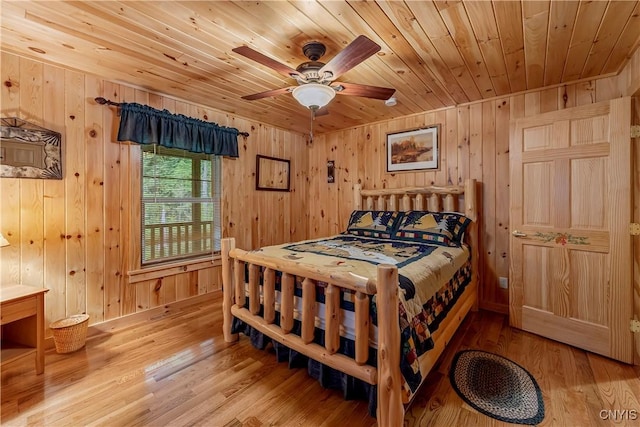 12103 Kincaid Rd, Forestport, NY 13338 - bedroom featuring wood ceiling, wooden walls, wood finished floors, and baseboards