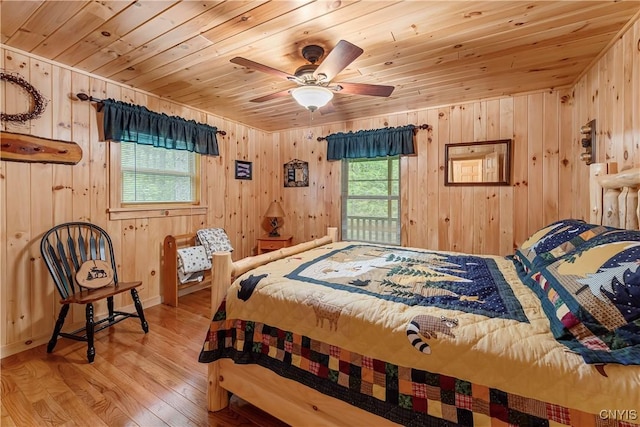 12103 Kincaid Rd, Forestport, NY 13338 - bedroom featuring wood ceiling, light wood-style floors, and wood walls