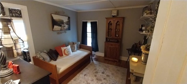 50 Church St, Moravia, NY 13118 - bedroom with wood finished floors, ornamental molding, and baseboards