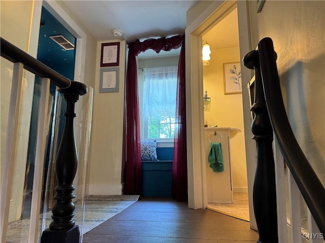 58 S Hamilton St, Elbridge, NY 13080 - entrance foyer with hardwood / wood-style flooring, baseboards, and stairs