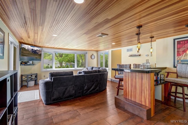515 Park Club Ln, Amherst, NY 14221 - living room featuring wooden ceiling and recessed lighting