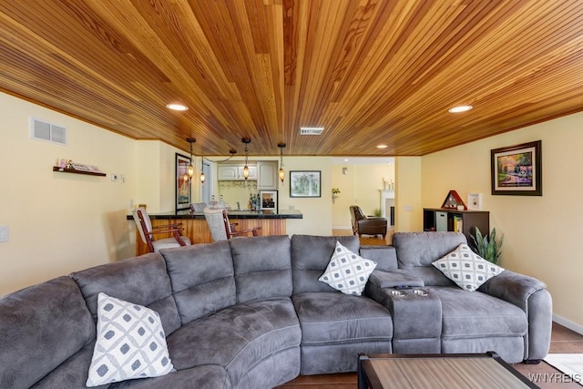 515 Park Club Ln, Amherst, NY 14221 - living area featuring wood ceiling and recessed lighting
