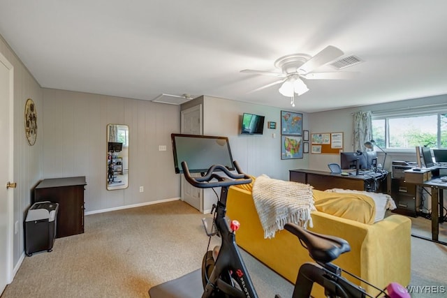 515 Park Club Ln, Amherst, NY 14221 - exercise room with ceiling fan and carpet flooring