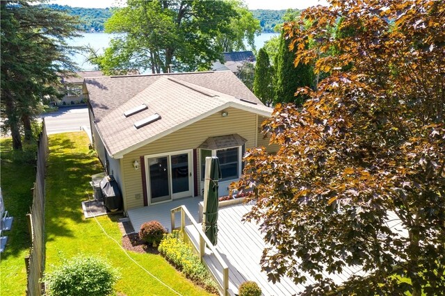 5545 E Lake Rd, Conesus, NY 14435 - view of front of property featuring a wooden deck and roof with shingles