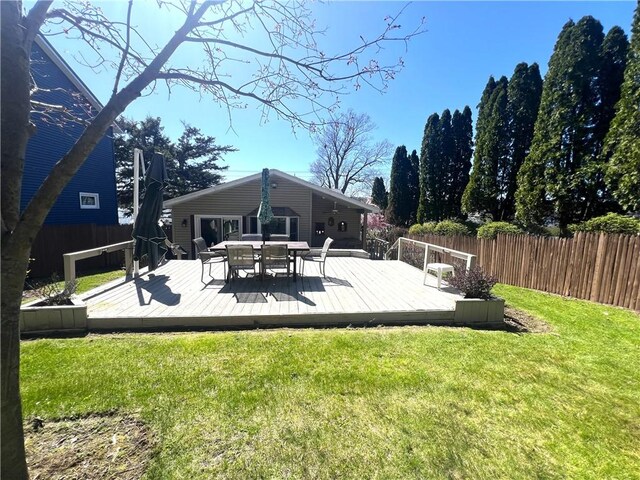 5545 E Lake Rd, Conesus, NY 14435 - wooden terrace with outdoor dining space