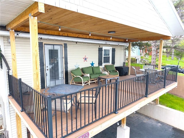 5545 E Lake Rd, Conesus, NY 14435 - wooden deck featuring outdoor lounge area and outdoor dining space