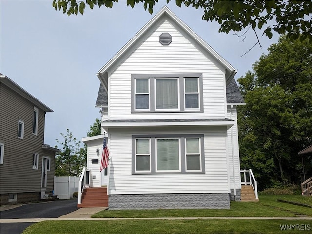 117 N 8th St, Olean-City, NY 14760 - view of front of property with a front yard and a shingled roof
