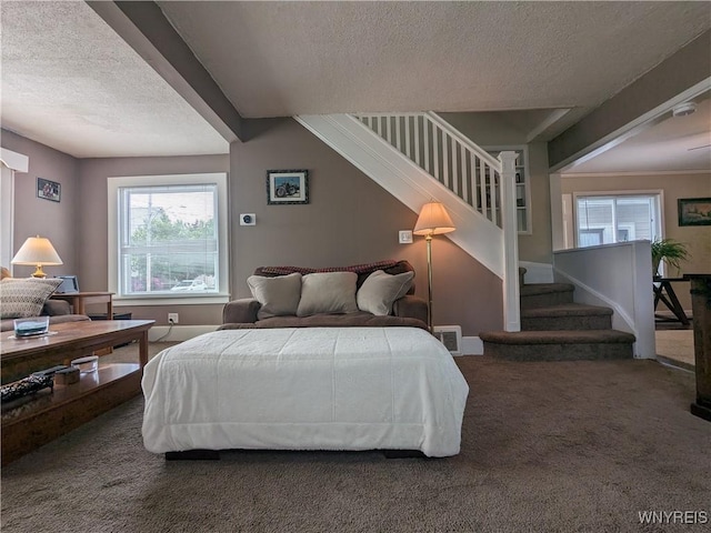 117 N 8th St, Olean-City, NY 14760 - bedroom with a textured ceiling, carpet flooring, and baseboards