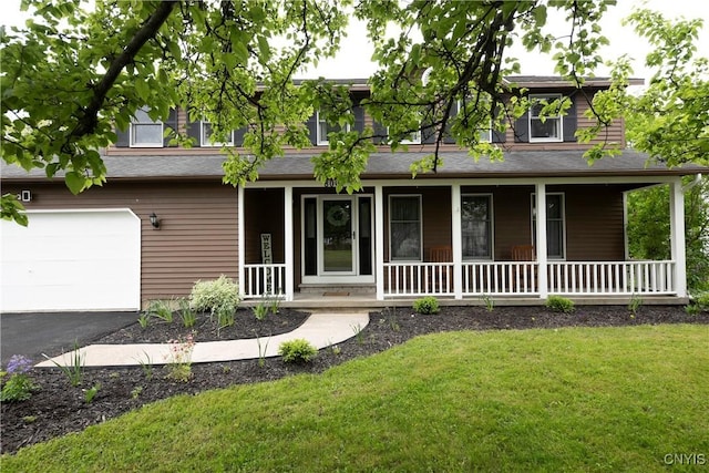 8005 Fir Dr, Clay, NY 13041 - view of front facade featuring a porch, a front yard, and driveway