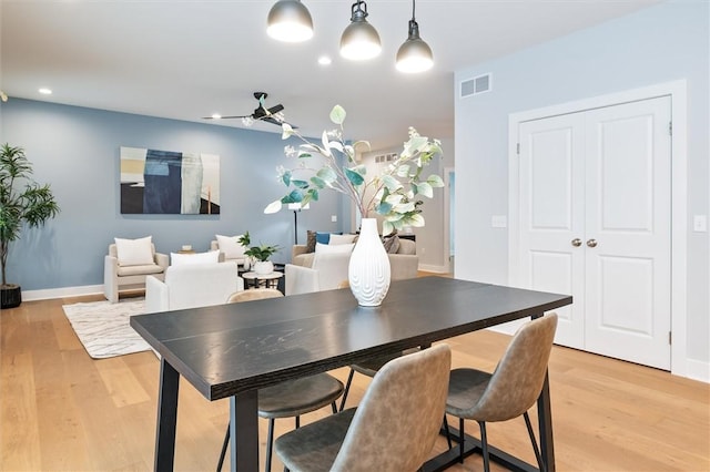 30 Legends Way, Greece, NY 14612 - dining area with light wood finished floors, a ceiling fan, recessed lighting, and baseboards