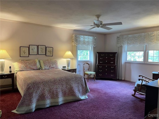 624 Deerfield Dr, Oneida-Inside, NY 13421 - carpeted bedroom with crown molding, ceiling fan, and baseboards