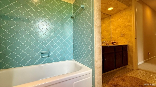 3134 E River Rd, Grand Island, NY 14072 - bathroom with a tub, tile patterned flooring, and vanity