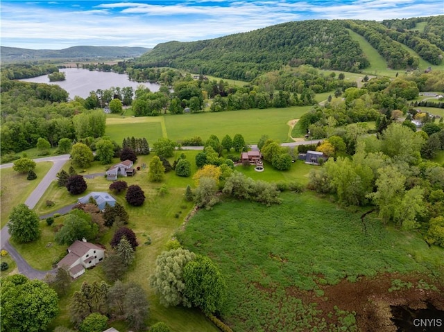 147 Crooked Lake Rd, Tully, NY 13159 - drone / aerial view of a water and mountain view and a heavily wooded area