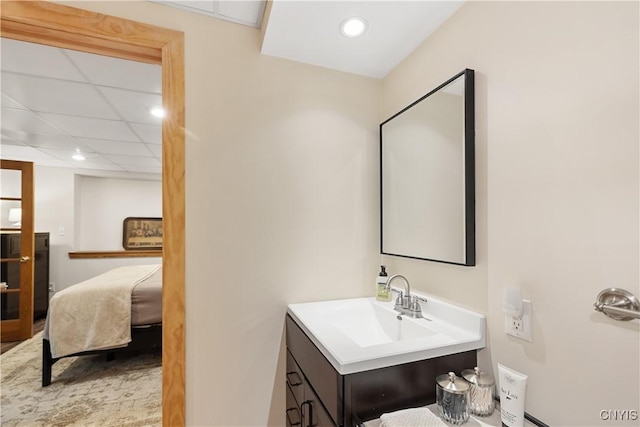 147 Crooked Lake Rd, Tully, NY 13159 - bathroom featuring vanity, recessed lighting, and a drop ceiling