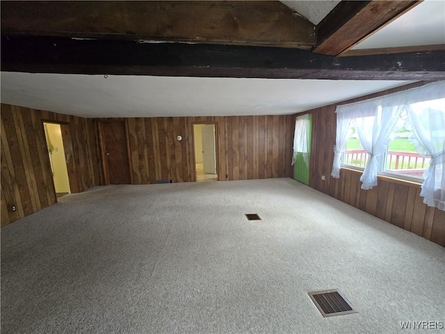4003 Wood Rd, Albion, NY 14411 - carpeted empty room featuring wood walls