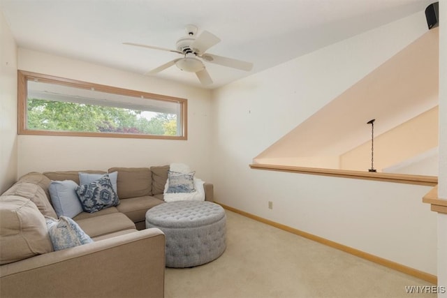 54 Contessa Ct, Amherst, NY 14221 - living room featuring carpet flooring, plenty of natural light, ceiling fan, and baseboards