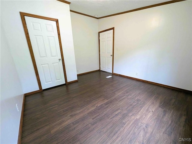 3377 Beeman Hollow Rd, Erwin, NY 14801 - empty room with dark wood-type flooring, baseboards, and crown molding