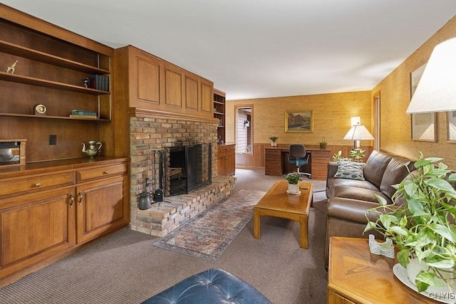 4962 Tall Oaks Dr, Manlius, NY 13066 - carpeted living area featuring a fireplace