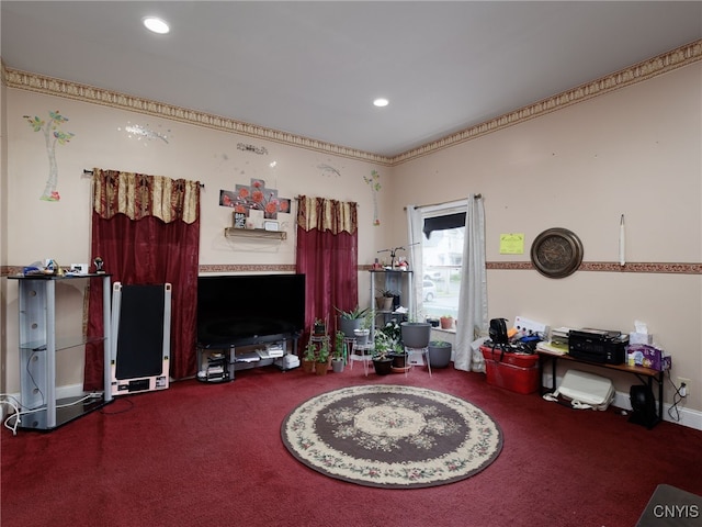 416 Gotham St, Watertown-City, NY 13601 - living area featuring carpet flooring and recessed lighting