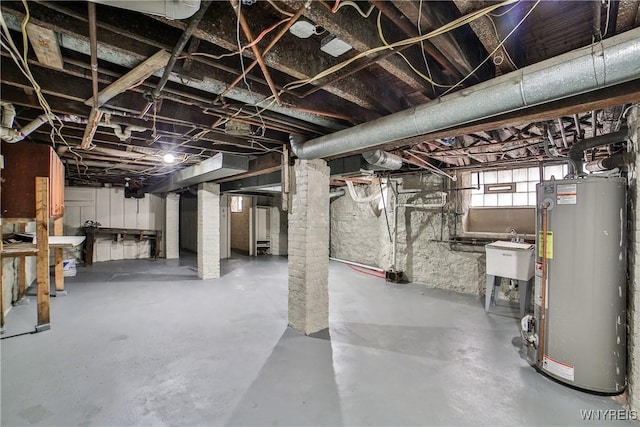 421 E Utica St, Buffalo, NY 14208 - basement with water heater and a sink