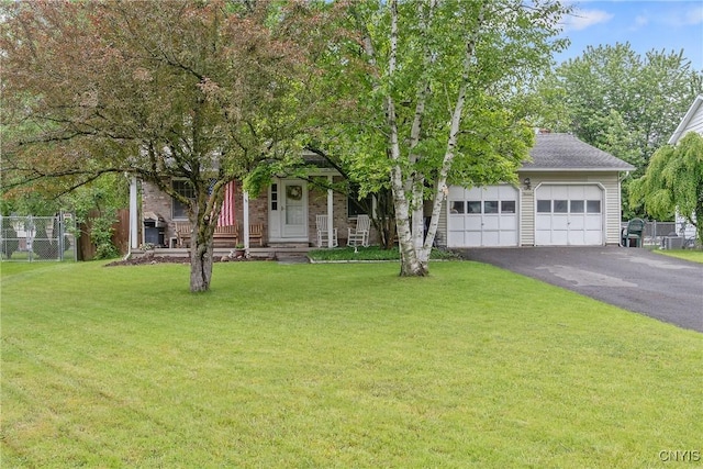 8013 Plinius, Clay, NY 13090 - view of property hidden behind natural elements featuring driveway, a garage, and a porch