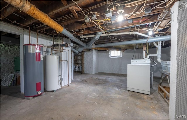 611 Turin St, Rome-Inside, NY 13440 - basement featuring washer / clothes dryer, water heater, and gas water heater