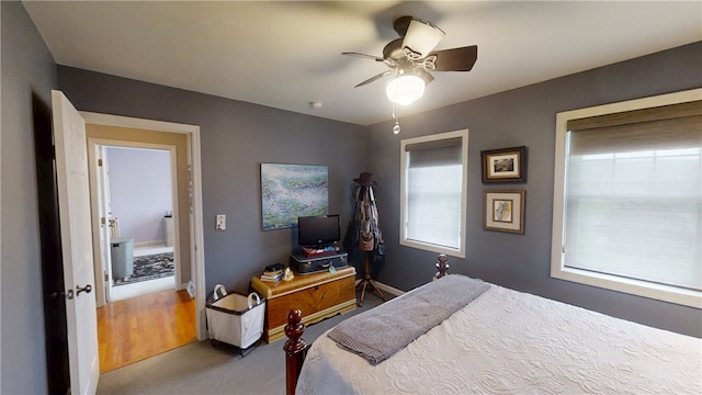 7404 Bonney Hill Rd, Hamilton, NY 13346 - carpeted bedroom featuring a ceiling fan and baseboards