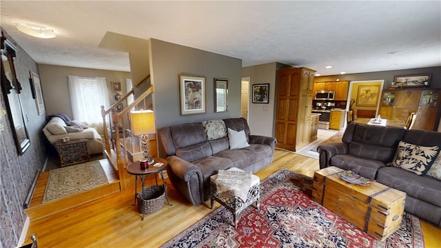 7404 Bonney Hill Rd, Hamilton, NY 13346 - living room featuring light wood finished floors and recessed lighting
