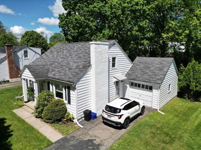 908 W 2nd St, Elmira, NY 14905 - view of front of property with driveway, roof with shingles, an attached garage, and a front yard