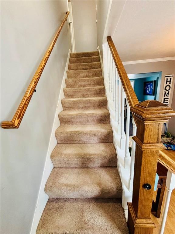 145 Decatur St, Corning-City, NY 14830 - stairway featuring crown molding