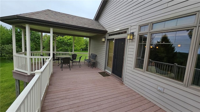 746 Gospel Hill Rd, Guilford, NY 13780 - wooden deck featuring outdoor dining space