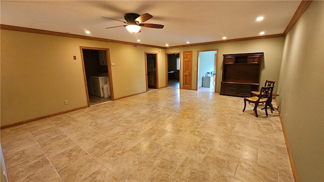 746 Gospel Hill Rd, Guilford, NY 13780 - spare room featuring recessed lighting, crown molding, and a ceiling fan