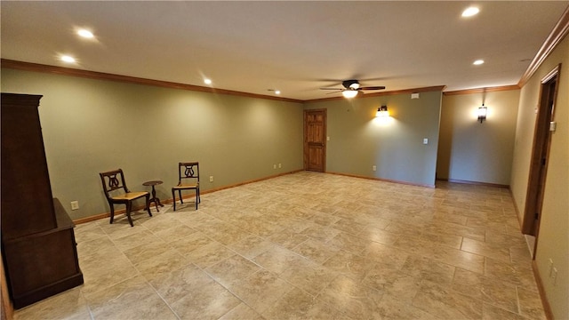746 Gospel Hill Rd, Guilford, NY 13780 - empty room featuring recessed lighting, crown molding, and ceiling fan