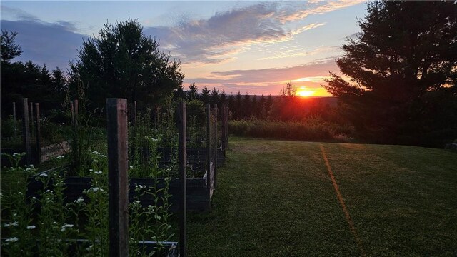 746 Gospel Hill Rd, Guilford, NY 13780 - yard at dusk featuring a vegetable garden and a yard