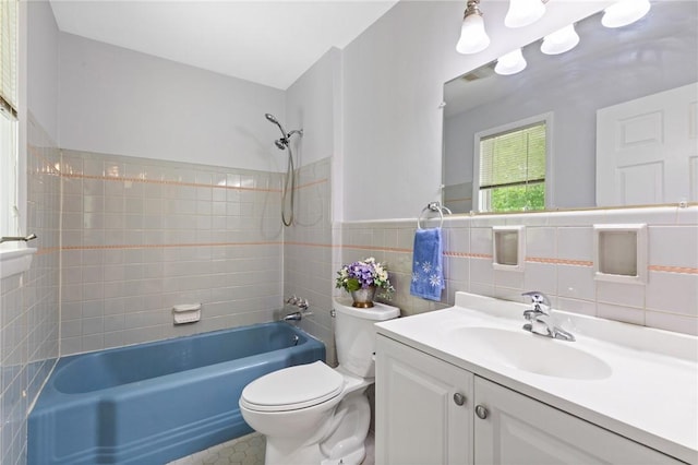 2200 W Henrietta Rd, Brighton, NY 14623 - full bathroom with toilet, vanity, shower / tub combination, and tile walls