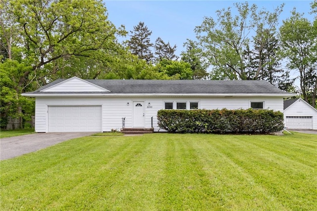 2200 W Henrietta Rd, Brighton, NY 14623 - ranch-style home with driveway, a front lawn, and an attached garage