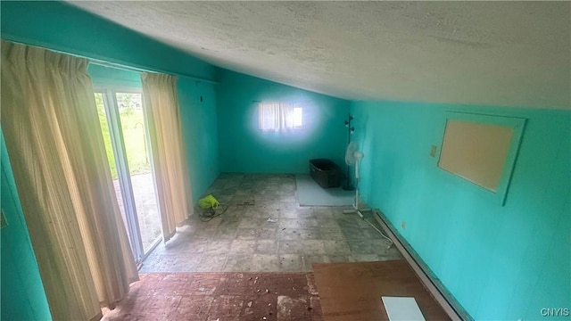 3099 Hope Pl, Lysander, NY 13027 - corridor featuring a textured ceiling and vaulted ceiling